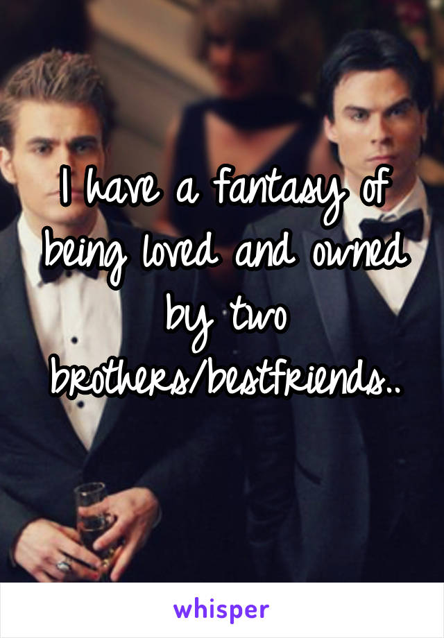I have a fantasy of being loved and owned by two brothers/bestfriends..
