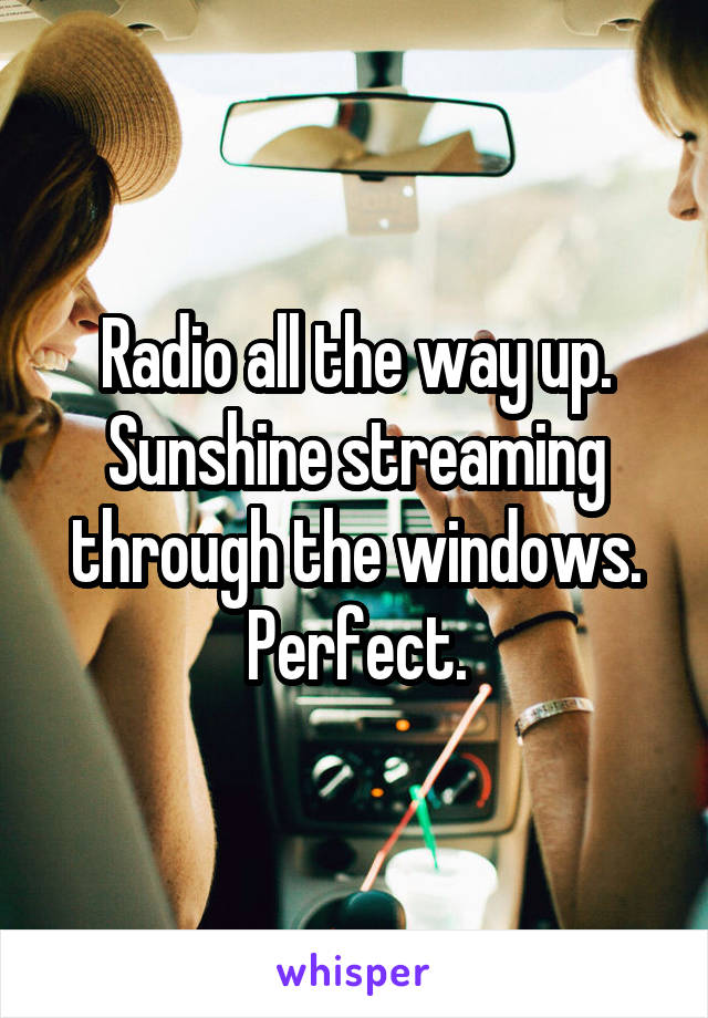 Radio all the way up. Sunshine streaming through the windows. Perfect.