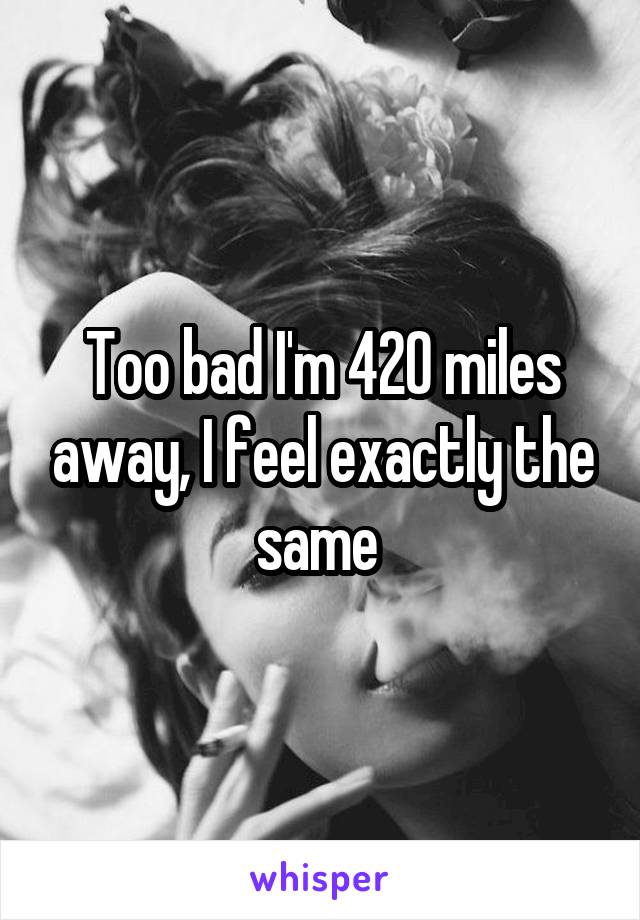 Too bad I'm 420 miles away, I feel exactly the same 