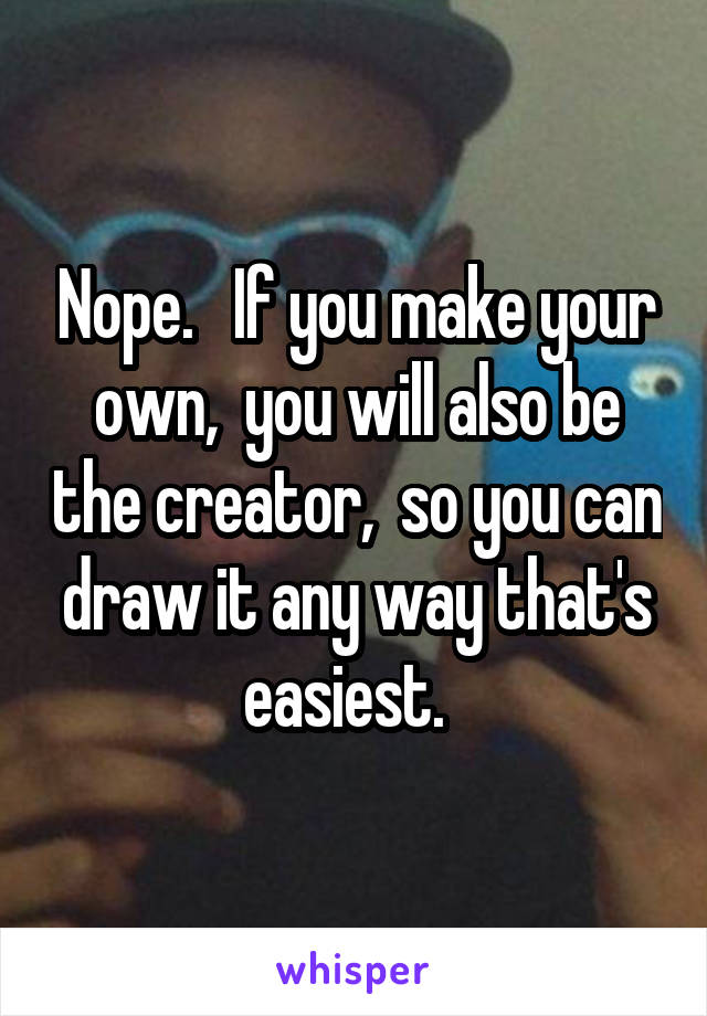 Nope.   If you make your own,  you will also be the creator,  so you can draw it any way that's easiest.  