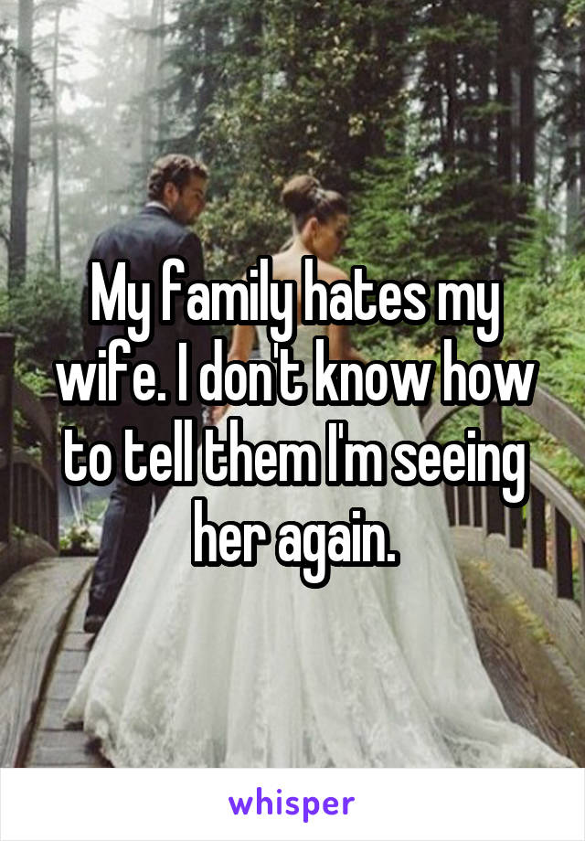My family hates my wife. I don't know how to tell them I'm seeing her again.
