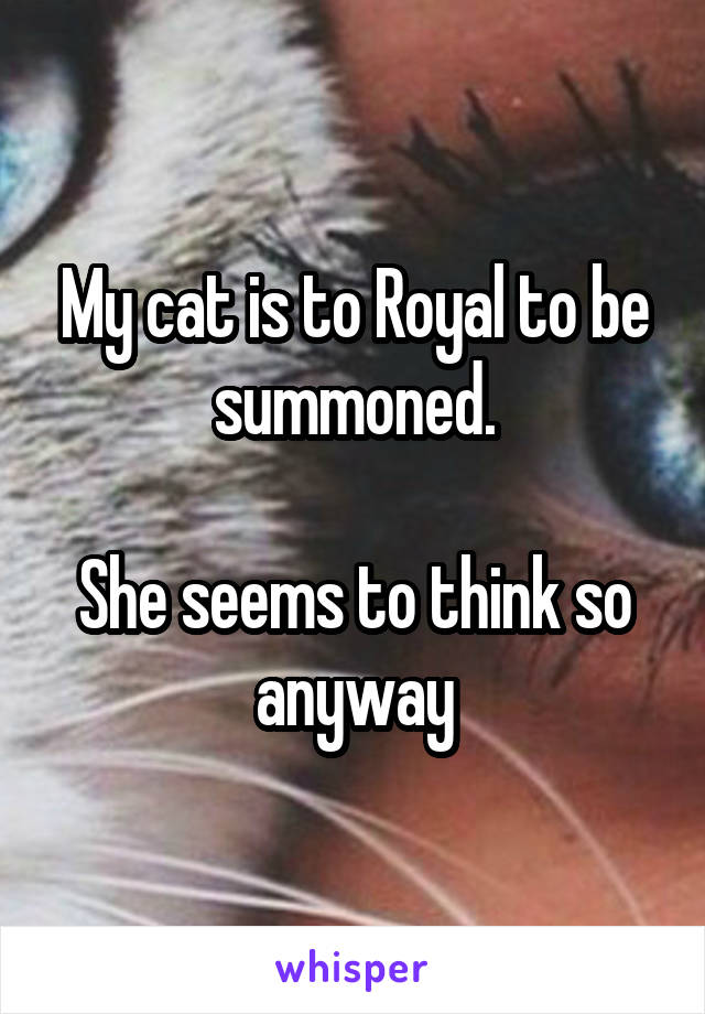 My cat is to Royal to be summoned.

She seems to think so anyway