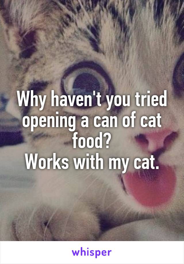 Why haven't you tried opening a can of cat food?
Works with my cat.