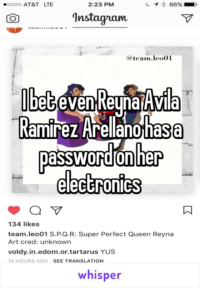 I bet even Reyna Avila Ramirez Arellano has a password on her electronics 