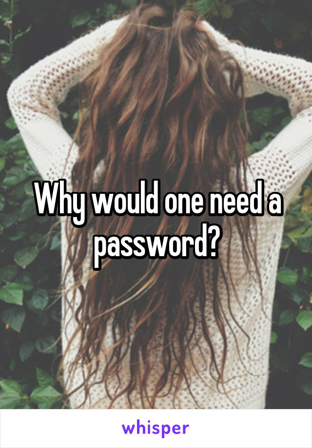 Why would one need a password?