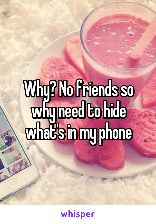 Why? No friends so why need to hide what's in my phone