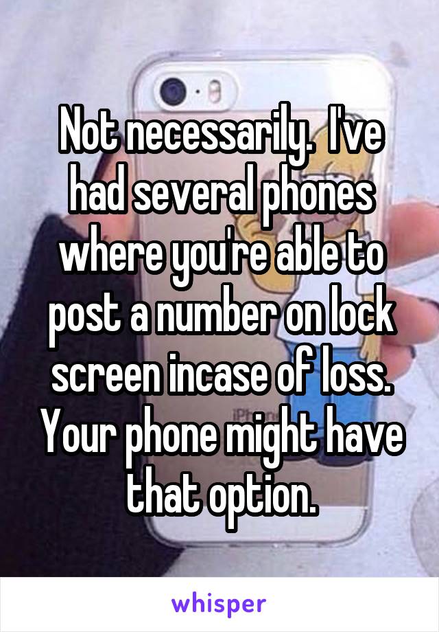 Not necessarily.  I've had several phones where you're able to post a number on lock screen incase of loss. Your phone might have that option.