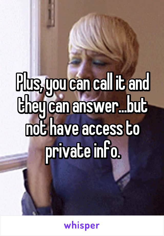 Plus, you can call it and they can answer...but not have access to private info.