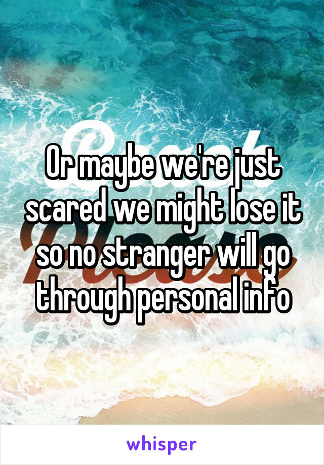 Or maybe we're just scared we might lose it so no stranger will go through personal info