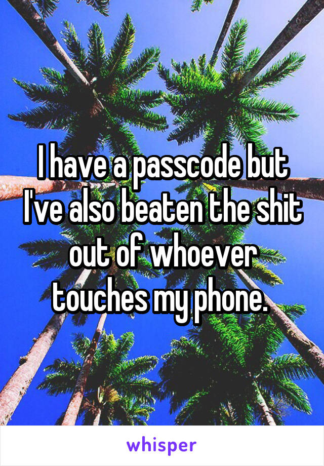 I have a passcode but I've also beaten the shit out of whoever touches my phone. 