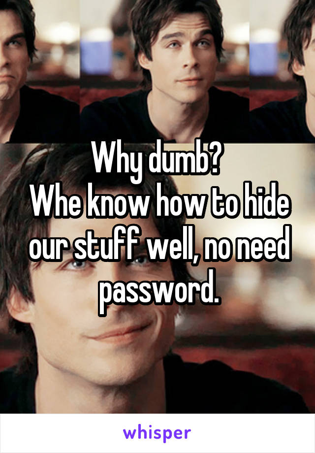 Why dumb? 
Whe know how to hide our stuff well, no need password.