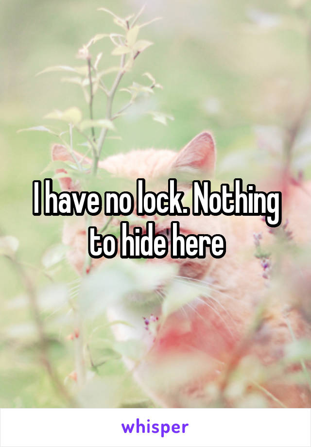 I have no lock. Nothing to hide here