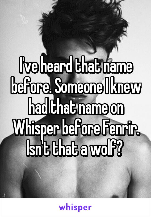 I've heard that name before. Someone I knew had that name on Whisper before Fenrir. Isn't that a wolf? 