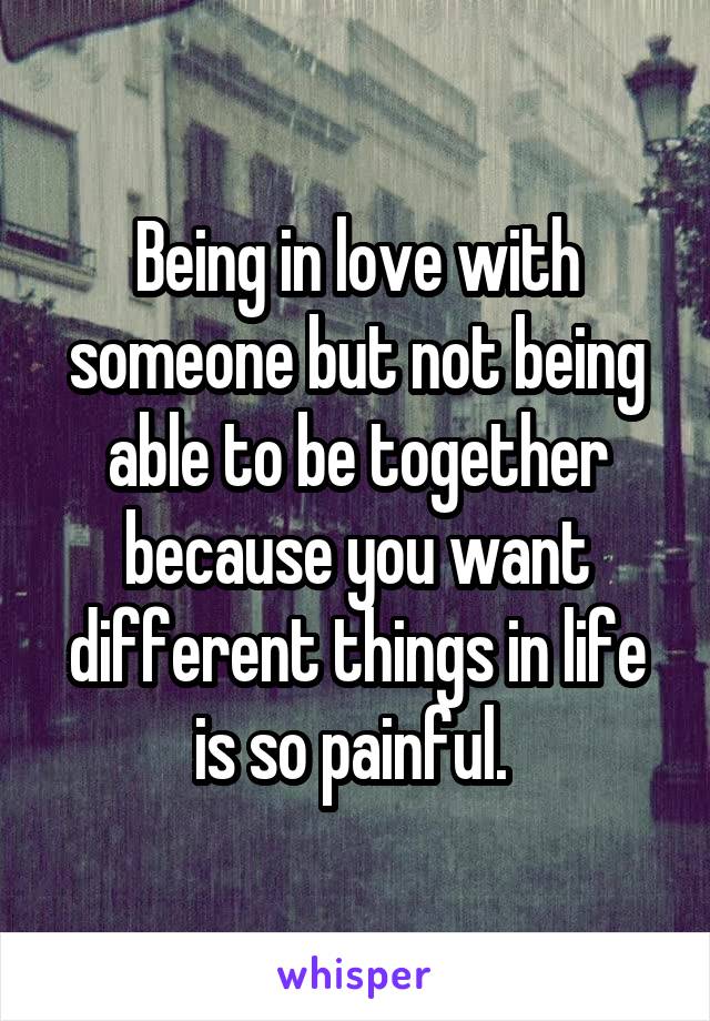 Being in love with someone but not being able to be together because you want different things in life is so painful. 