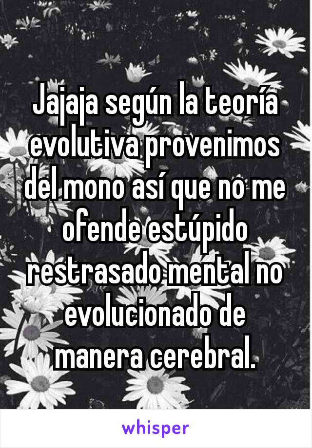 Jajaja según la teoría evolutiva provenimos del mono así que no me ofende estúpido restrasado mental no evolucionado de manera cerebral.