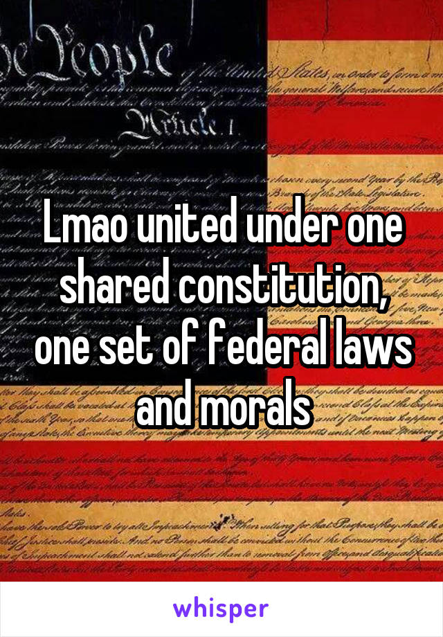 Lmao united under one shared constitution, one set of federal laws and morals