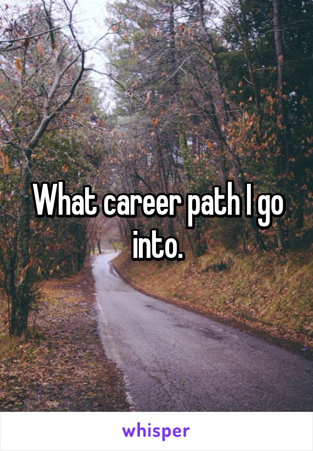 What career path I go into.