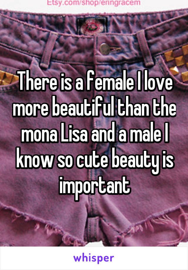 There is a female I love more beautiful than the mona Lisa and a male I know so cute beauty is important