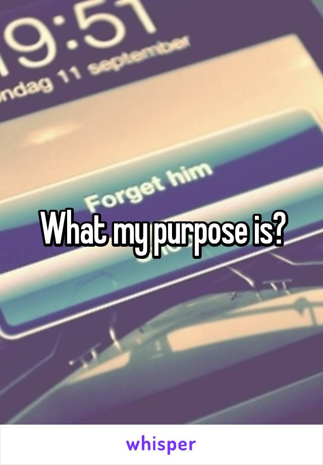 What my purpose is?