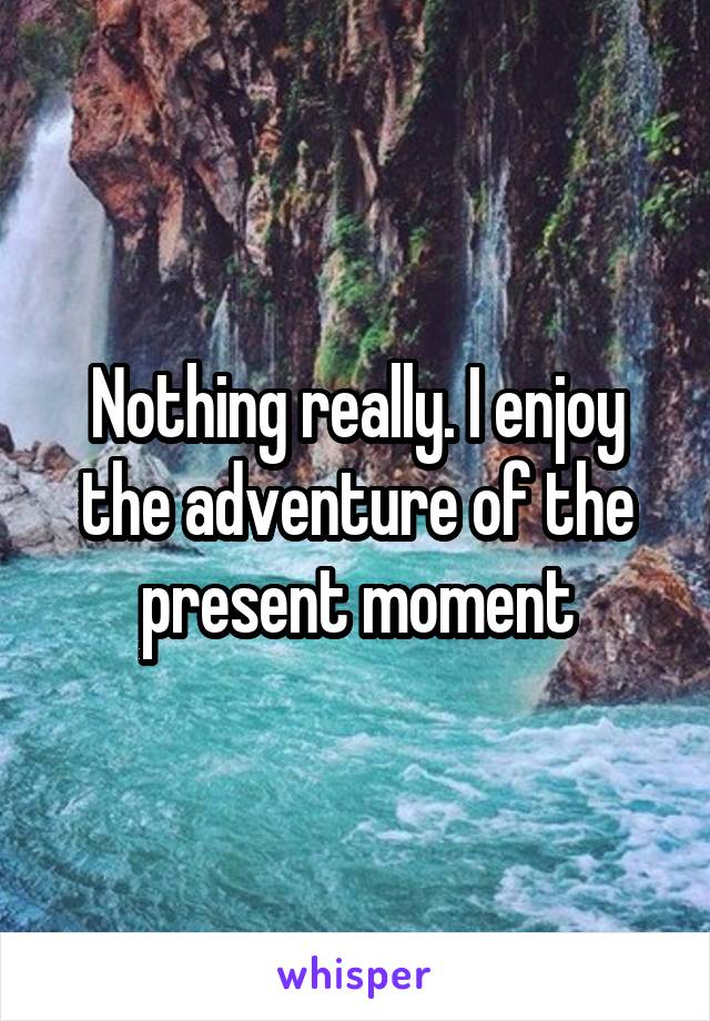 Nothing really. I enjoy the adventure of the present moment