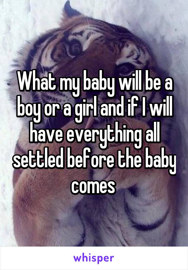 What my baby will be a boy or a girl and if I will have everything all settled before the baby comes 