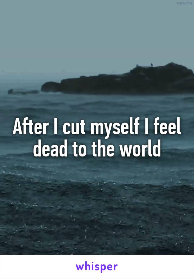 After I cut myself I feel dead to the world