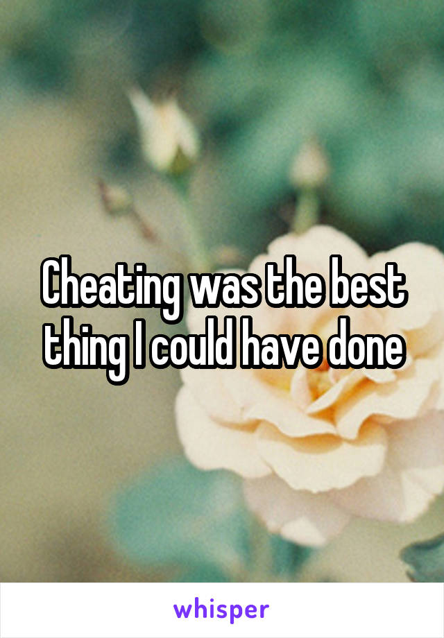 Cheating was the best thing I could have done