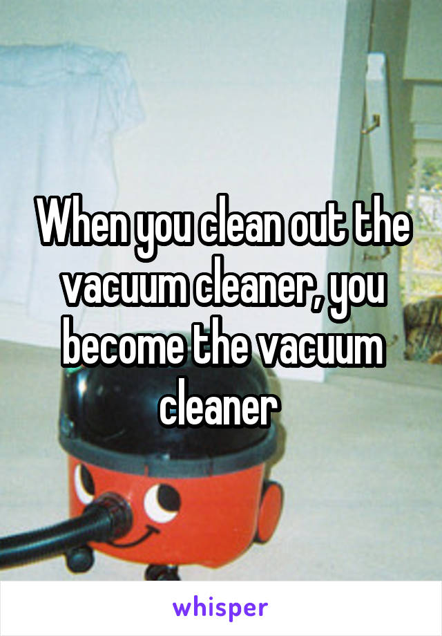 When you clean out the vacuum cleaner, you become the vacuum cleaner 