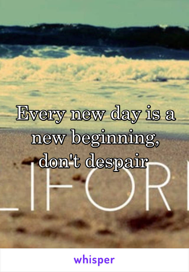 Every new day is a new beginning, don't despair 