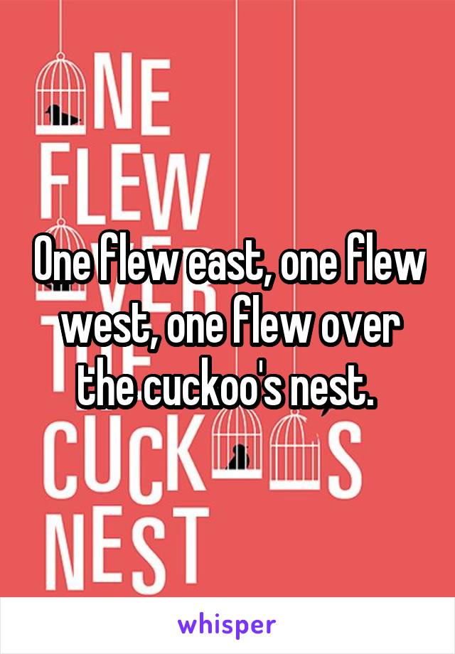 One flew east, one flew west, one flew over the cuckoo's nest. 