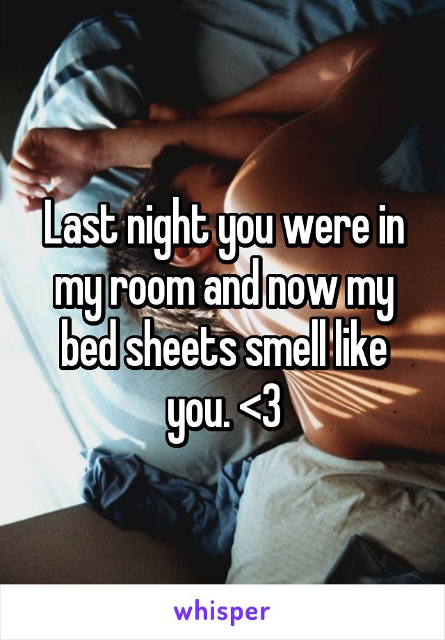 Last night you were in my room and now my bed sheets smell like you. <3