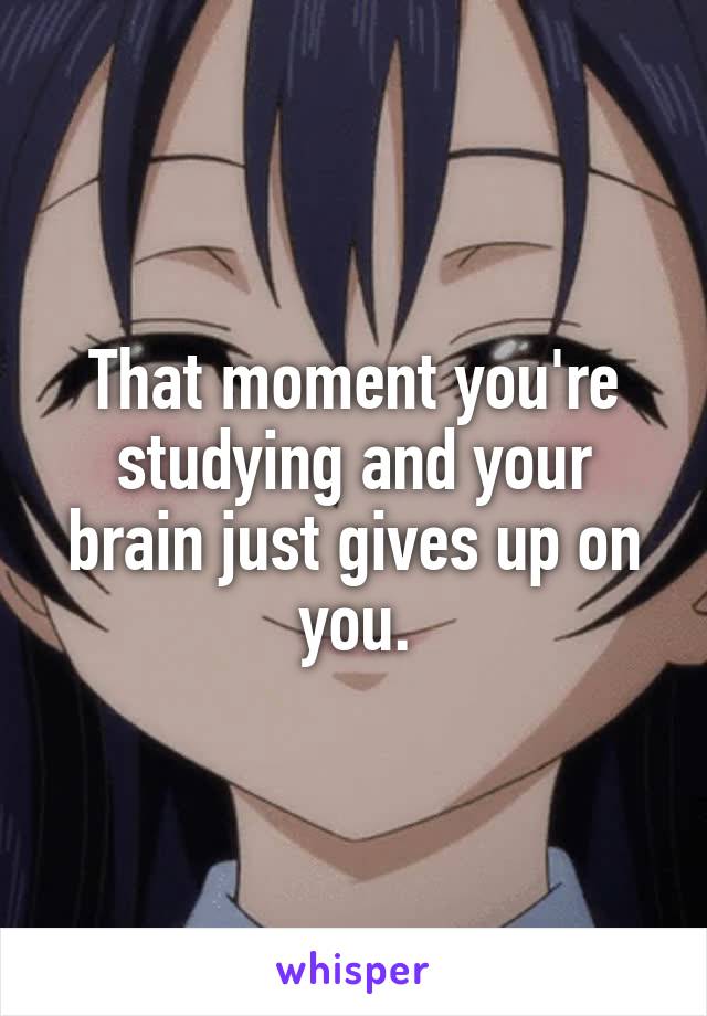 That moment you're studying and your brain just gives up on you.