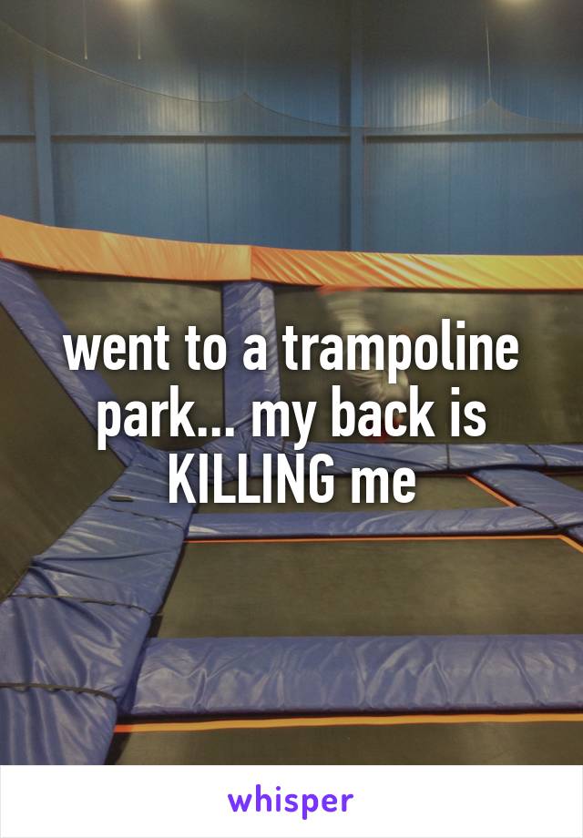 went to a trampoline park... my back is KILLING me