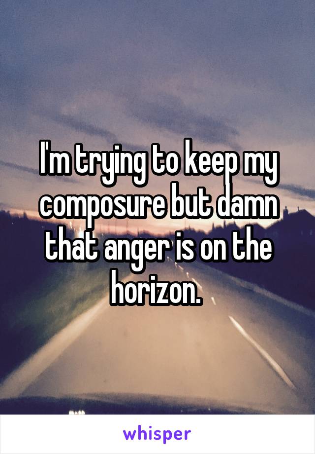 I'm trying to keep my composure but damn that anger is on the horizon. 