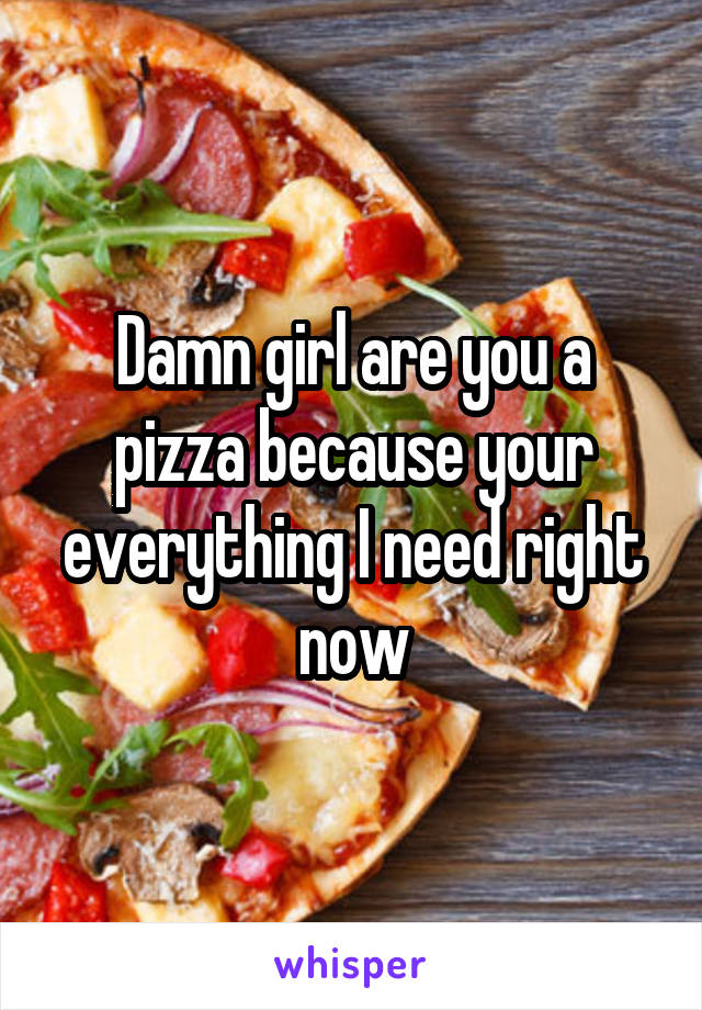 Damn girl are you a pizza because your everything I need right now