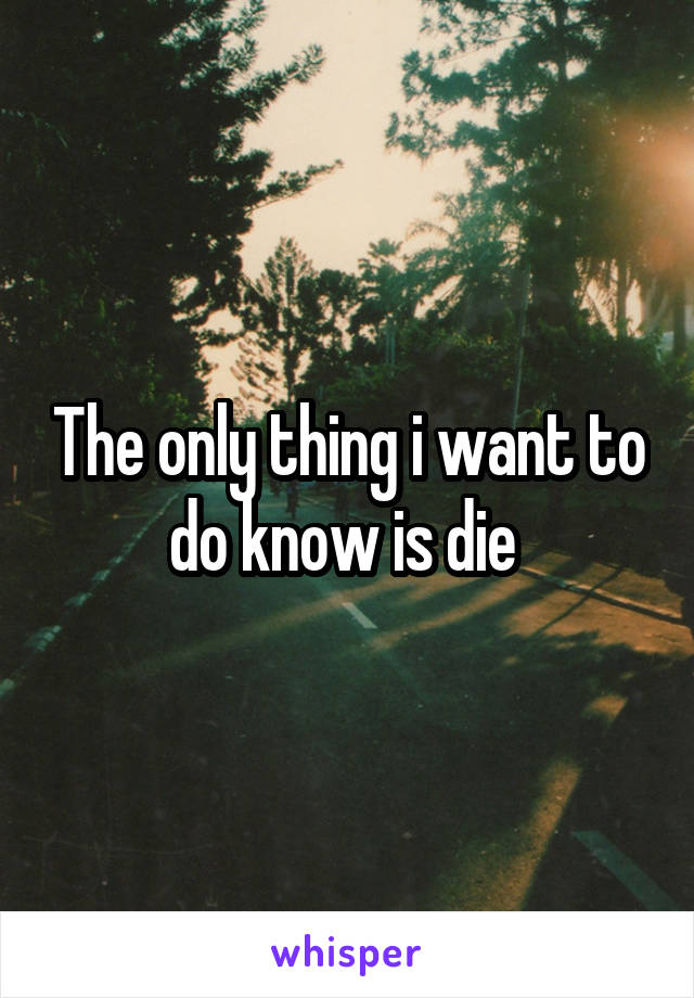 The only thing i want to do know is die 