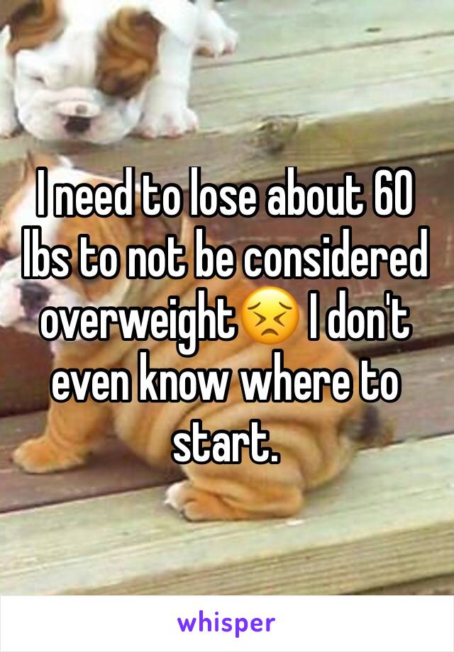 I need to lose about 60 lbs to not be considered overweight😣 I don't even know where to start. 