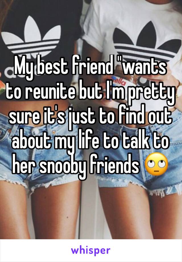 My best friend "wants to reunite but I'm pretty sure it's just to find out about my life to talk to her snooby friends 🙄