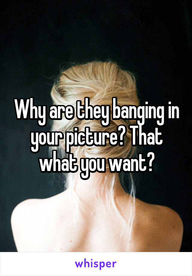 Why are they banging in your picture? That what you want?