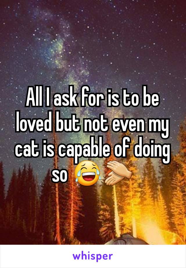 All I ask for is to be loved but not even my cat is capable of doing so 😂👏