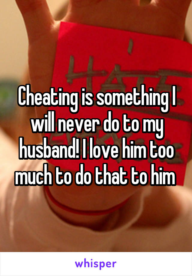 Cheating is something I will never do to my husband! I love him too much to do that to him 