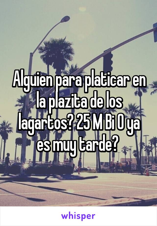 Alguien para platicar en la plazita de los lagartos? 25 M Bi O ya es muy tarde? 