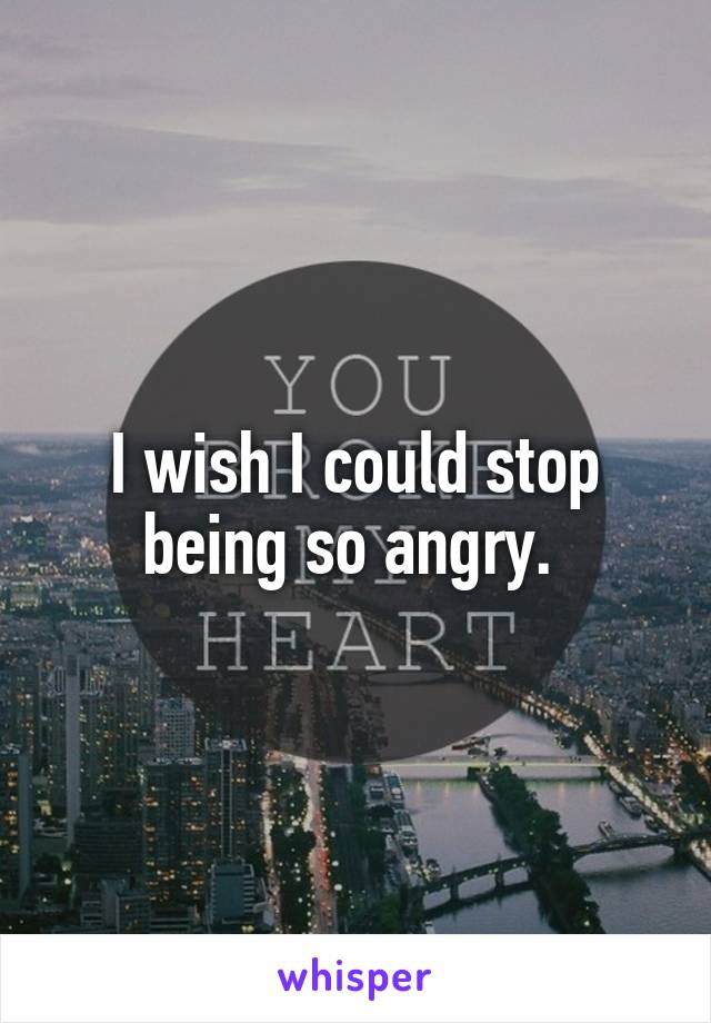 I wish I could stop being so angry. 