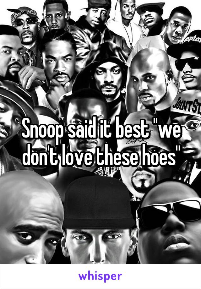 Snoop said it best "we don't love these hoes"