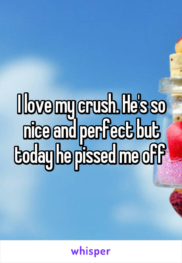 I love my crush. He's so nice and perfect but today he pissed me off 