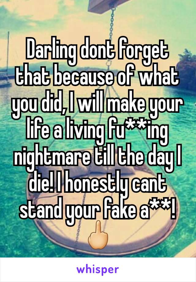 Darling dont forget that because of what you did, I will make your life a living fu**ing nightmare till the day I die! I honestly cant stand your fake a**! 🖕