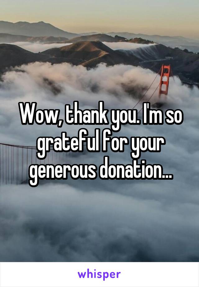 Wow, thank you. I'm so grateful for your generous donation...