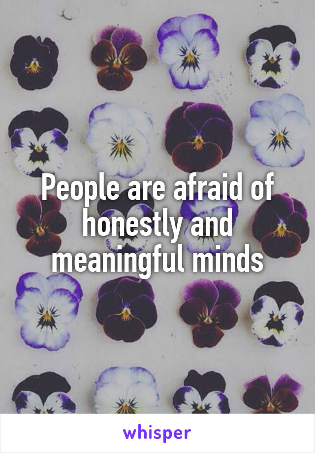 People are afraid of honestly and meaningful minds