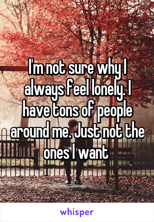 I'm not sure why I always feel lonely. I have tons of people around me. Just not the ones I want 