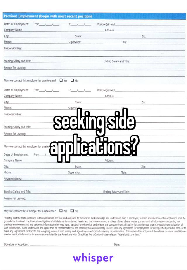 seeking side applications?